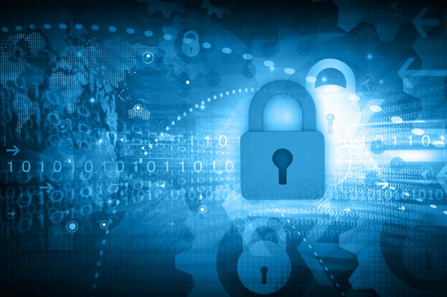 Padlock amidst digital code. Tufts will offer a new master’s degree in cybersecurity and public policy; the new program will cross the divide between technology and policy