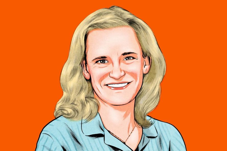 An illustration shows Audrey Ingolfsdottir, chair of the board of Iceland’s Vatnajokull National Park.