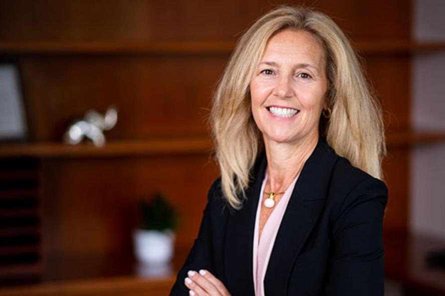 Christina Economos, Dean of the Friedman School of Nutrition, poses for a portrait