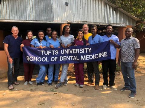 Tufts Dental Students at their dental clinic in Zambia