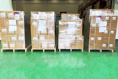 boxes of personal protective equipment donated from parents of Tufts students