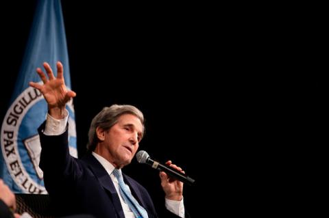 John Kerry speaking at Tufts