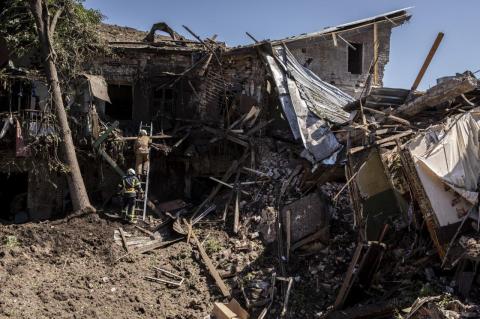 Ukrainian firemen looking for survivors in Kharkiv in a ruined building. As the war in Ukraine heads into its sixth month, with almost 50,000 people killed, both sides are digging in, says Tufts expert