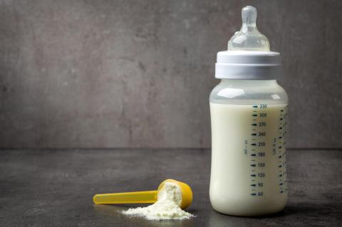 formula baby bottle and dry formula