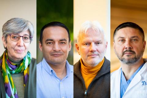 A composite of four photos shows Sima Samar, Mir Ahmad Shekib Mir, Volodymyr Dubovyk, and Vladlen Ushakov.