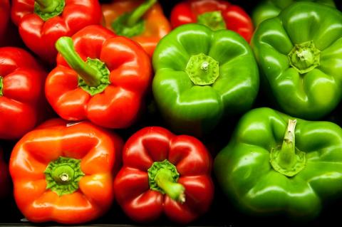 Red and green bell peppers