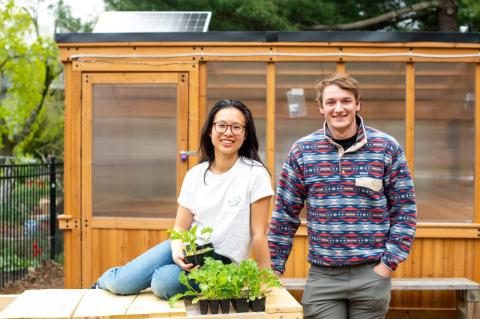 Wan and Harrington with Tufts Greenhouse