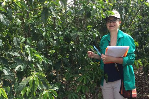 Gabriela at a coffee plantation
