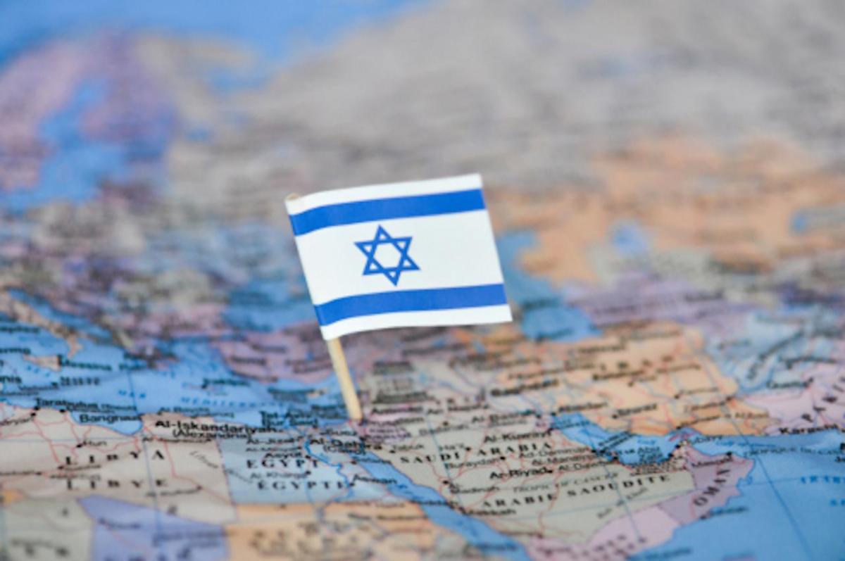 What Should We Talk About When We Talk About Israel? A map of the Middle East with an Israeli flag.